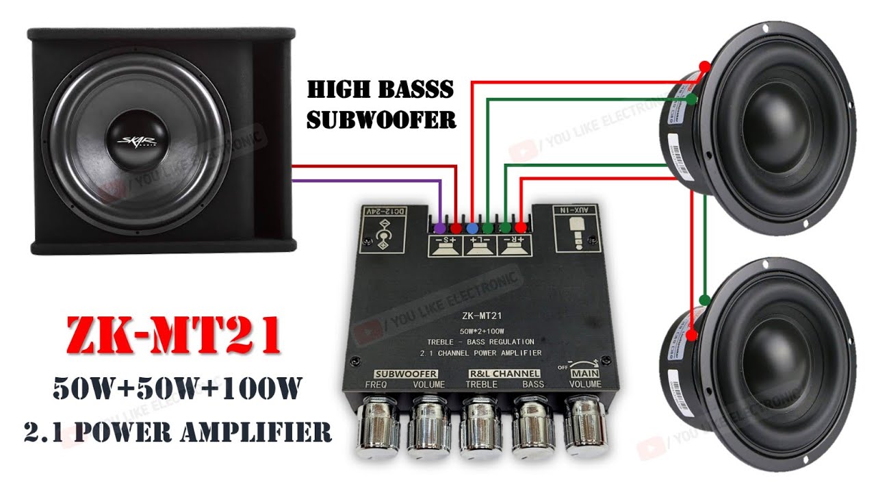 ZK-MT21 2.1 Power Amplifier 200W Review And Sound Test • Hindi • You like Electronic
