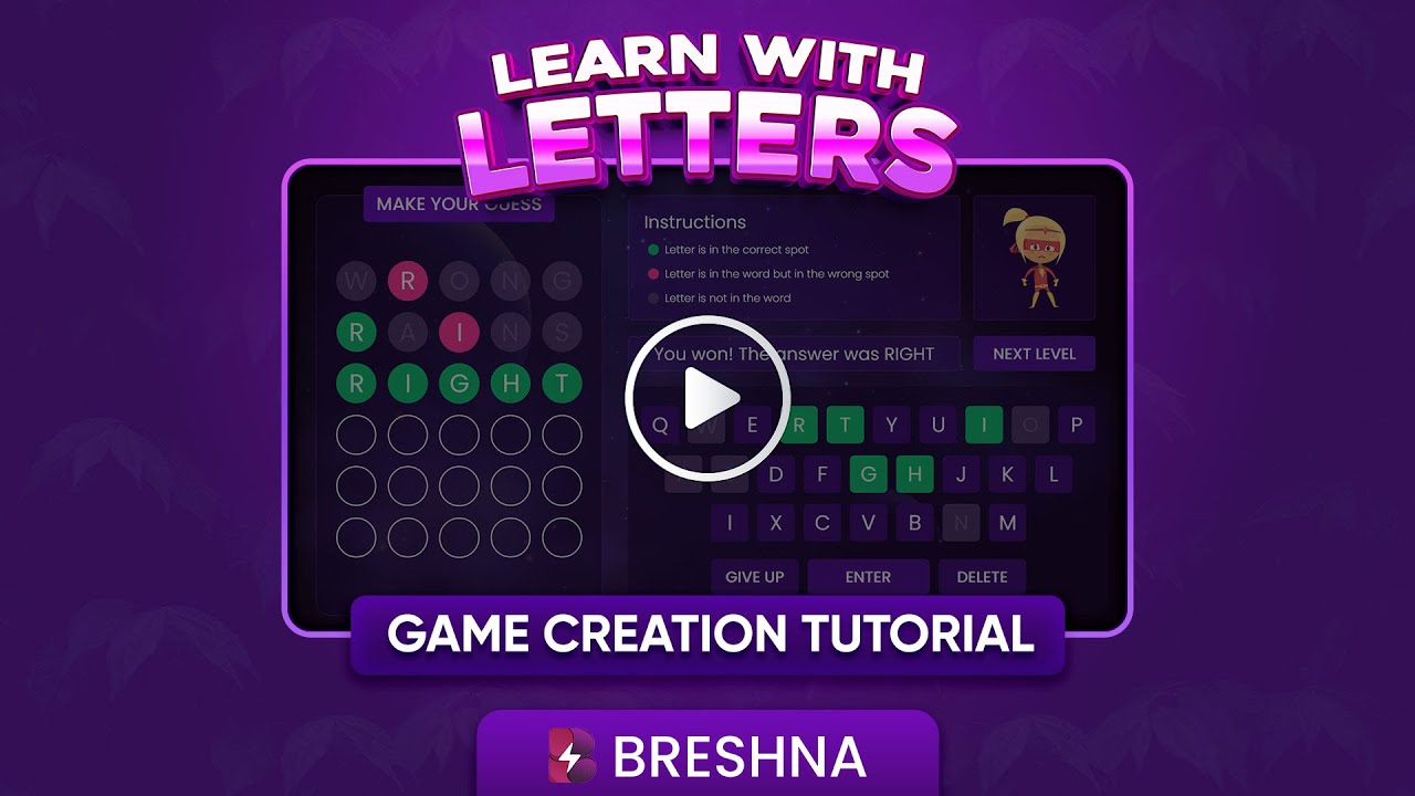 Breshna game walk-through  - Learn with Letters