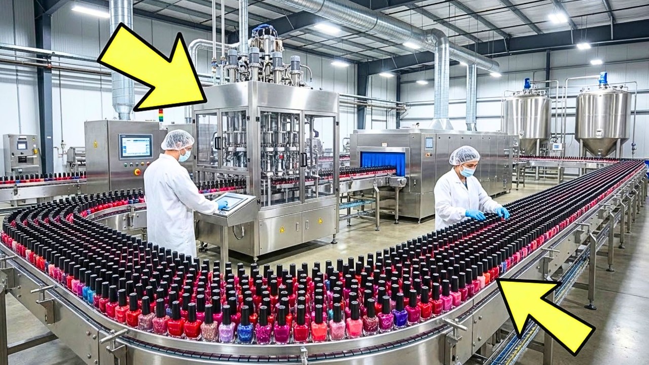 How It's Made the Mass Production of Nail Polish in Mega Factory