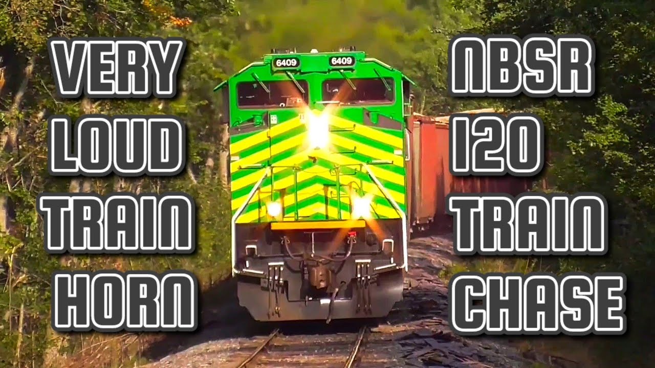 EXTREMELY LOUD Train Horn on NBSR Train 120 Chase!
