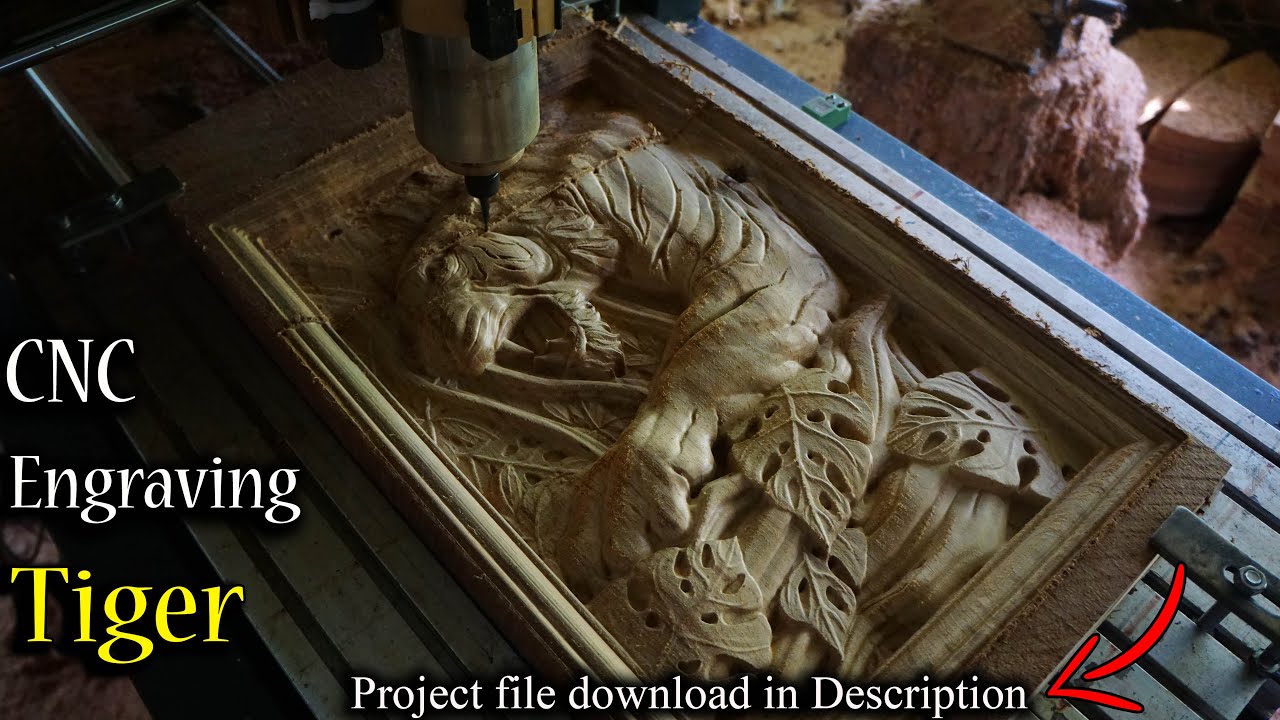 CNC Engraving Tiger // Woodworking project