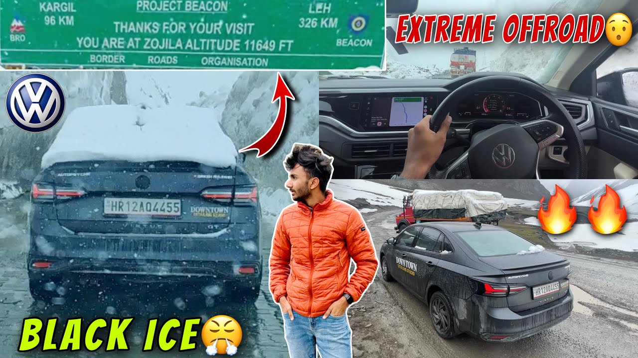 First Virtus GT to Cross Zojila Pass in Heavy Snowfall🔥❄️| Virtus GT in Ladakh😎    #virtus #ladakh