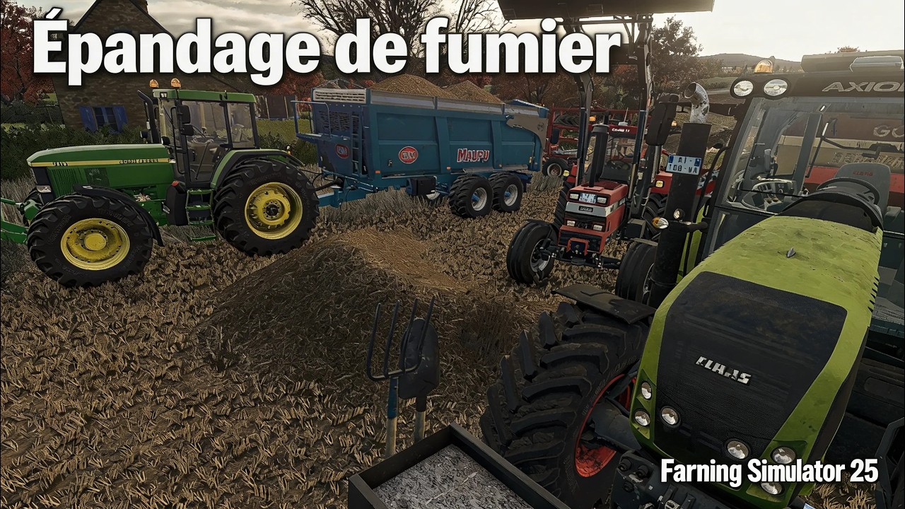 on épand le fumier #lesterresdAuvergne #carrièresuivie #farmingsimulator25 #épisode27