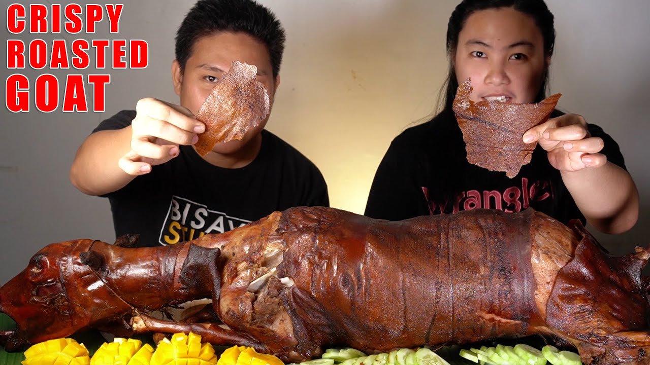 CRISPY LECHON KAMBING | ROASTED GOAT MUKBANG collab with @kinglymhar