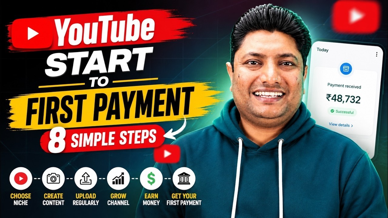How to Start a YouTube Channel & Get Your First Payment | 8 Simple Steps for Beginners 2026