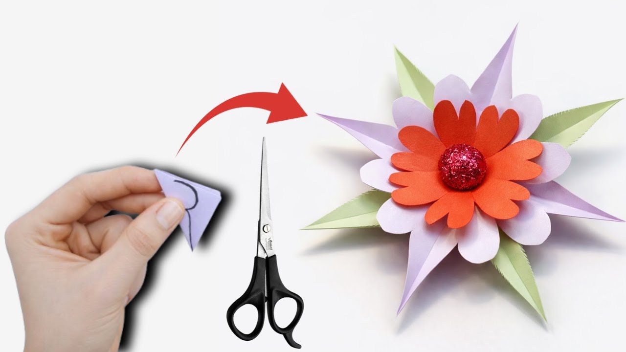 Easy Paper Flower |Paper Flower Making Idea|Diy Flower Crafts.easy craft flower diy easy Paper craft