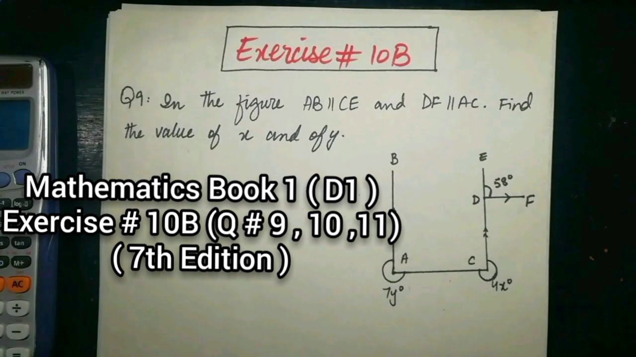 Mathematics Book 1 (D1) | 7th Edition | Ex# 10 B (Question no 9, 10 and 11) in Urdu
