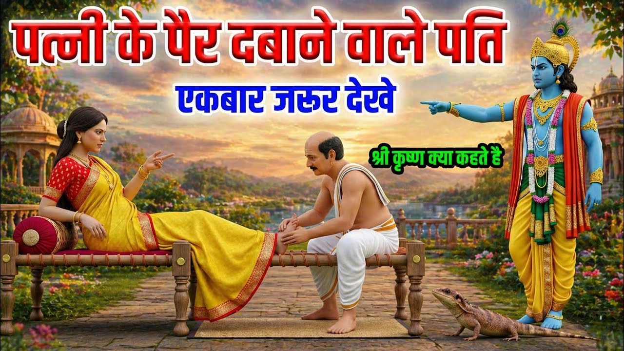 पत्नी के पैर दबाने वाला पति नरक जाता है? पति जरूर देखें 😱 श्री कृष्ण का चौंकाने वाला सत्य | 2026
