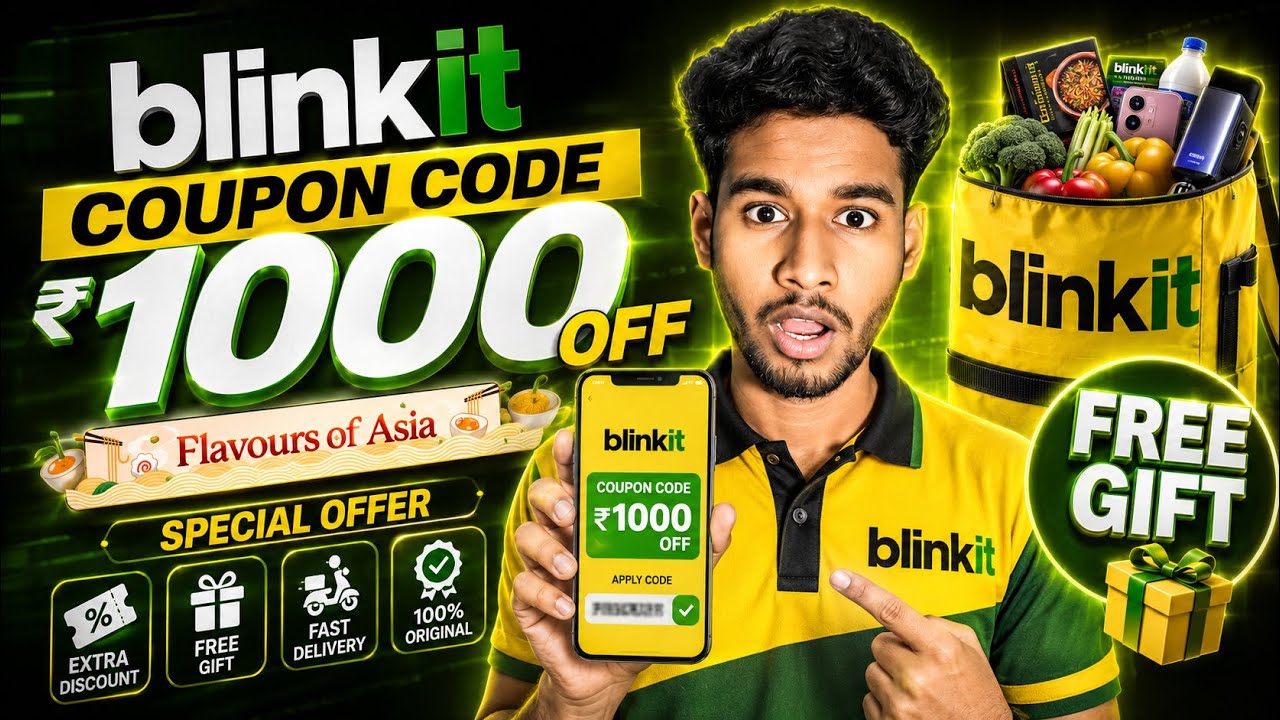 🚀 Blinkit Coupon Code Today 2026 💛 | Latest Blinkit Offers, Promo Codes, Discounts & Grocery Deals 