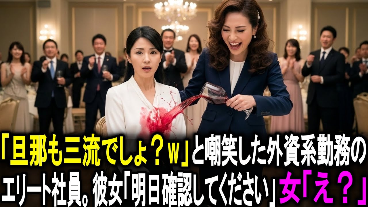 「旦那も三流でしょ？w」と同窓会でアルバイトの女性を嘲笑した外資系勤務のエリート社員。彼女「明日確認してください」女「え？」