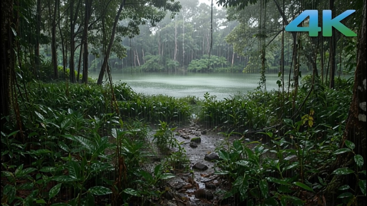 🌧️ [4K |1Hour] Rain in the Amazon Forest🌲Relaxing Rain Sounds for Sleep, Meditation & ASMR