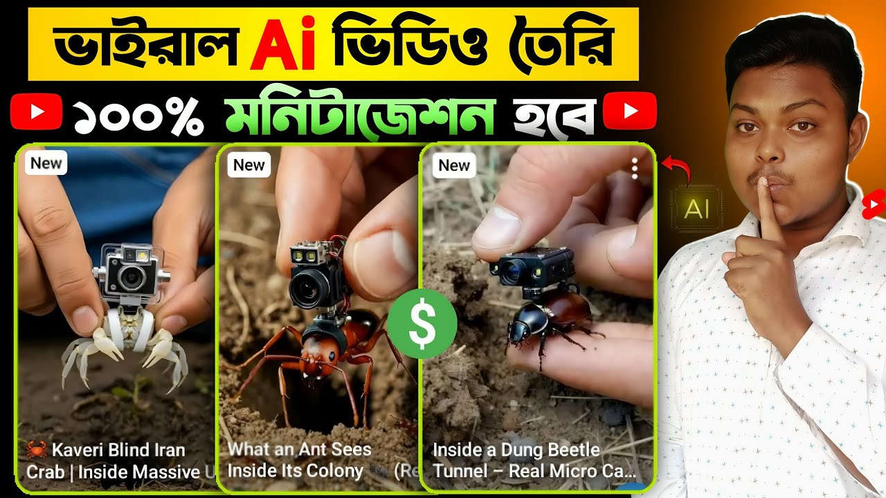 Ai দিয়ে ভাইরাল শর্ট ভিডিও তৈরি🔥How To Create Mounted Micro-Camera Animal Videos Using Ai Free