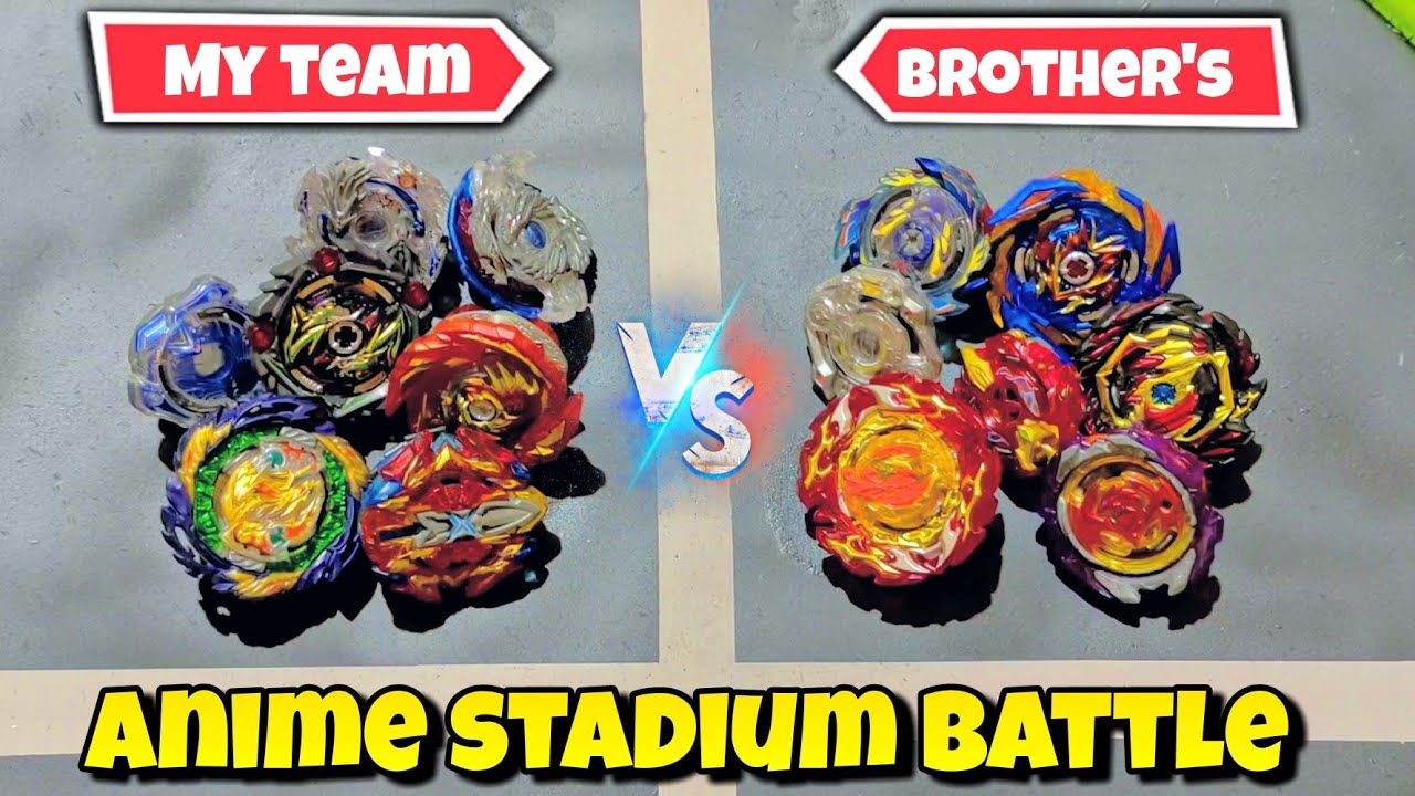 my team vs brother' team burst #beyblades fight in anime stadium | pocket toon