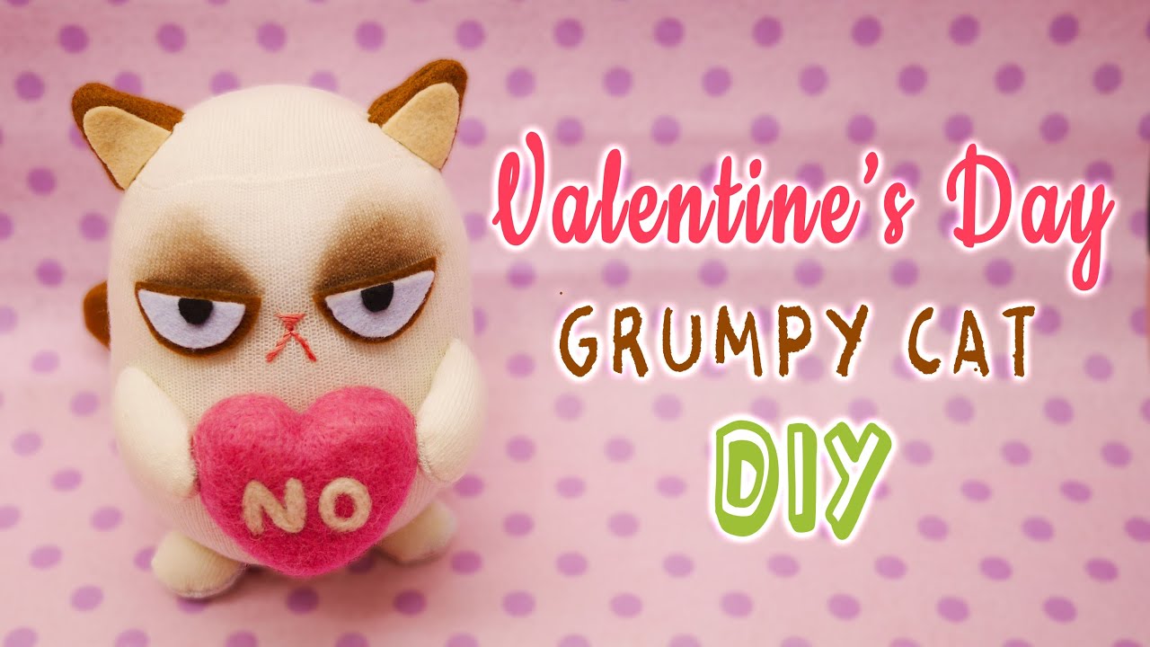 DIY Grumpy Cat on Valentine's Day with FREE PATTERN - Sock Plushie Tutorial