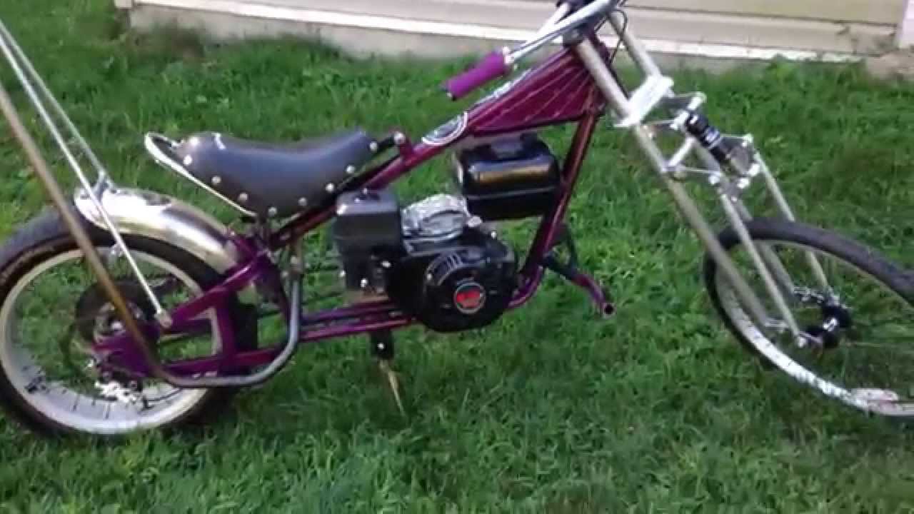 Schwinn stingray chopper converted into motorcycle