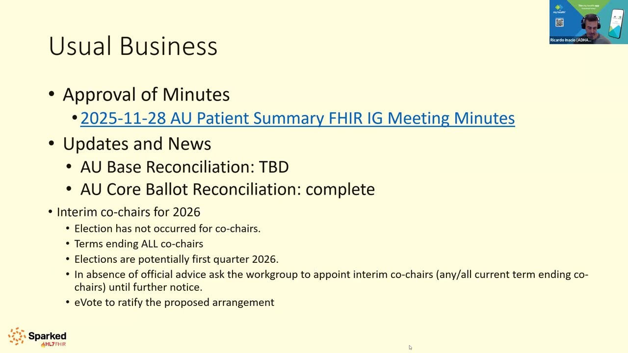 AU Patient Summary FHIR IG Meeting 19 December 2025