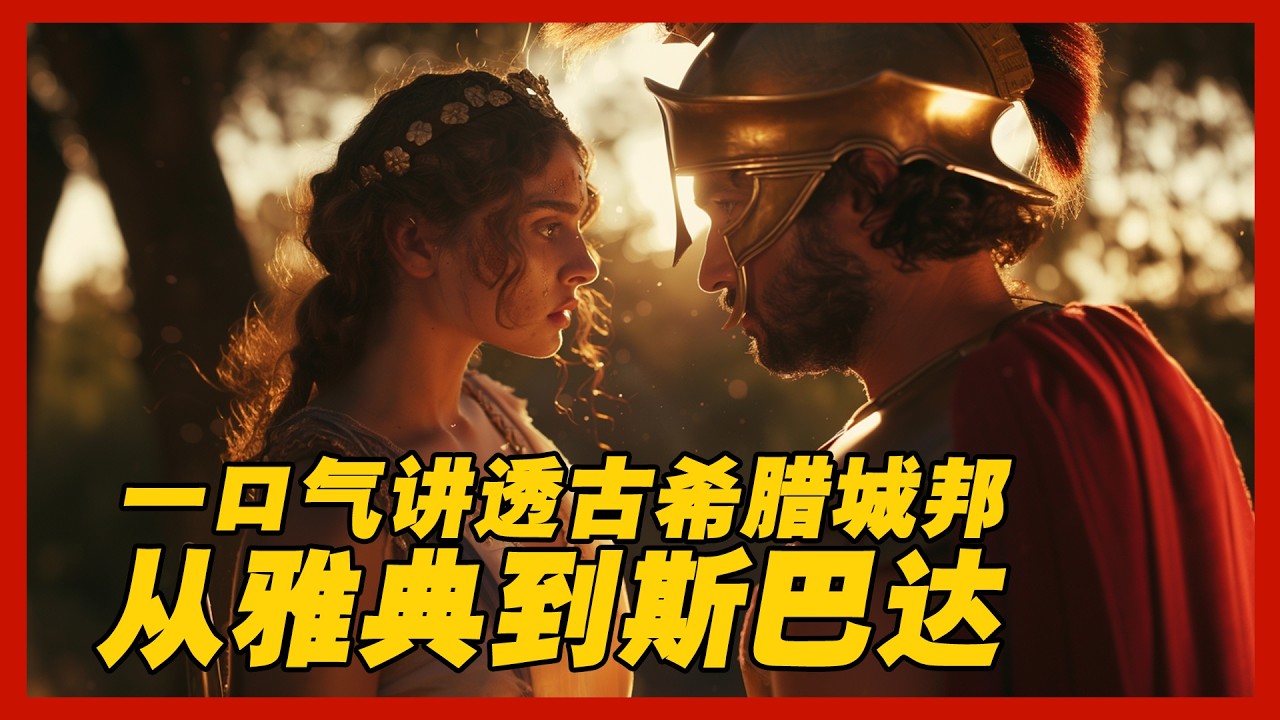 一口气讲透古希腊城邦从雅典到斯巴达。雅典、斯巴达、公民、民主制度、政治实体、梭伦、改革、奥林匹克运动会、军事化管理、来库古、阿高盖、黑劳士、长老会议、温泉关、李奥尼达、300勇士、萨拉米斯海战。