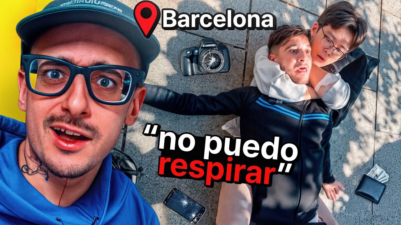 un turista chino le hace esto a un ladrón magrebí en Barcelona.