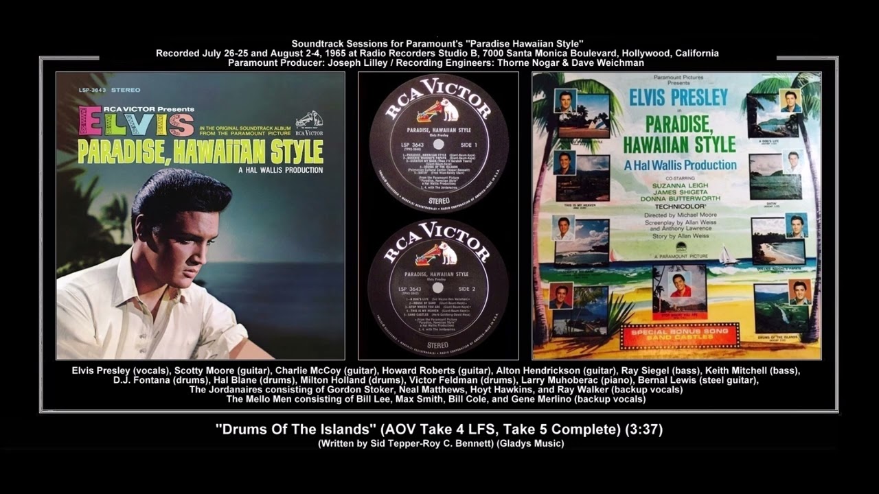 *(1965) RCA ''Drums Of The Islands'' (AOV Take 4 LFS, Take 5 Complete) Elvis Presley