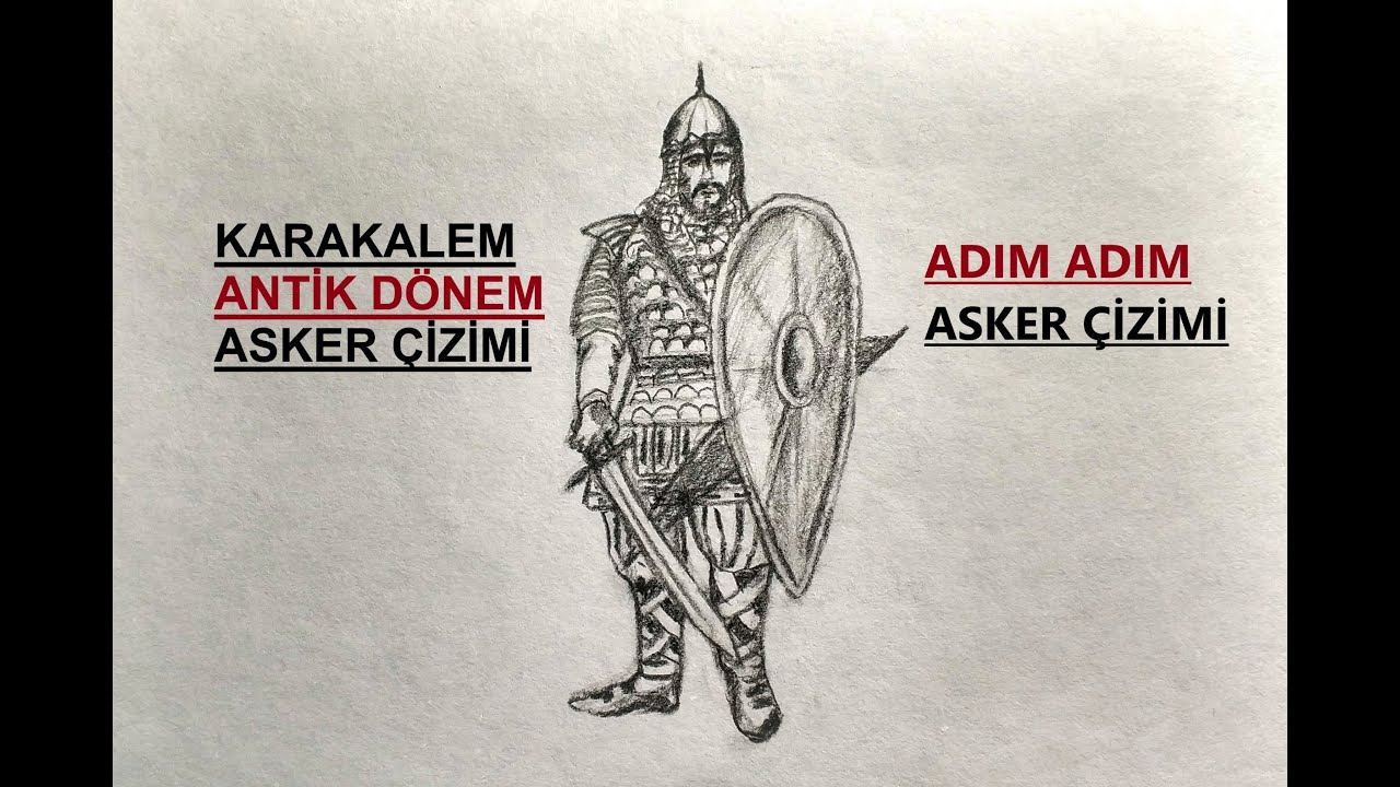Karakalem Asker Çizimi / Antik Savaşçı Çizimi / Adım Adım Kolay Asker Çizim
