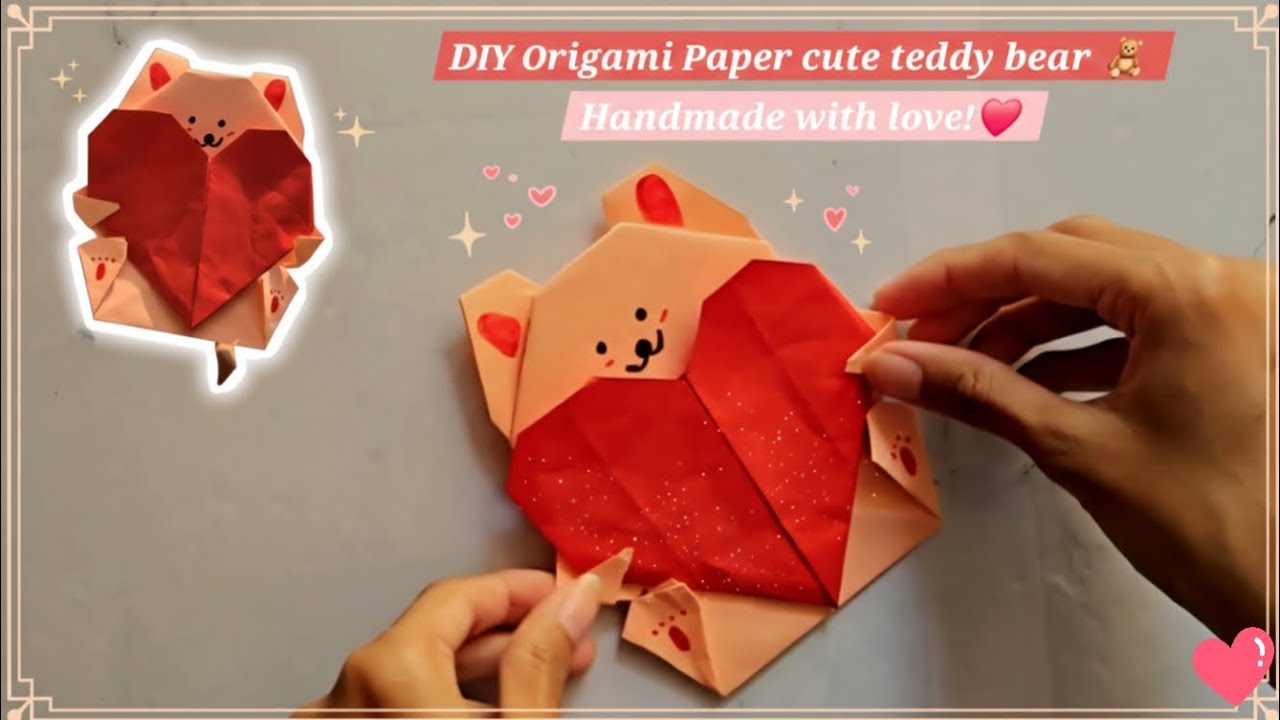 DIY Origami Teddy with Heart🧸❤️ | Easy Handmade Cute Gift for Valentine & Teddy Day ✨️😊