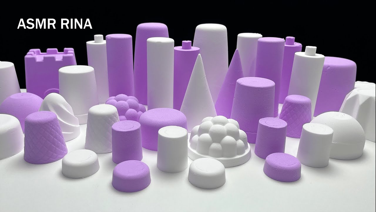 ASMR baking soda crunchy purple geometric shapes