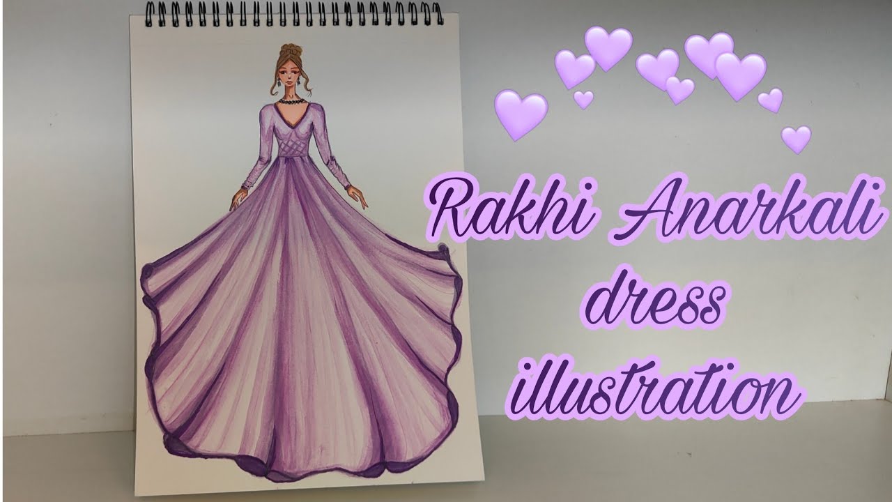 Anarkali Rakhi Dress Fashion Illustration | Festive Ethnic Style Drawing #fashionillustration #asmr