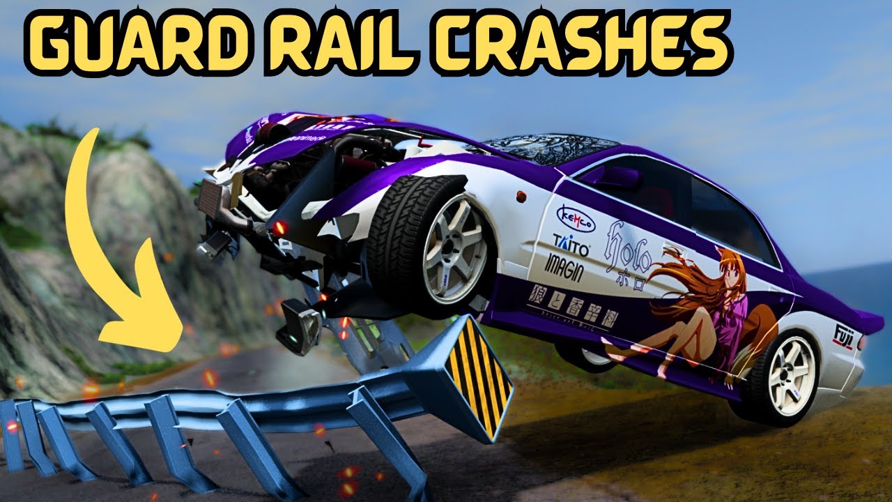 BeamNG Drive - Cars vs Guardrails