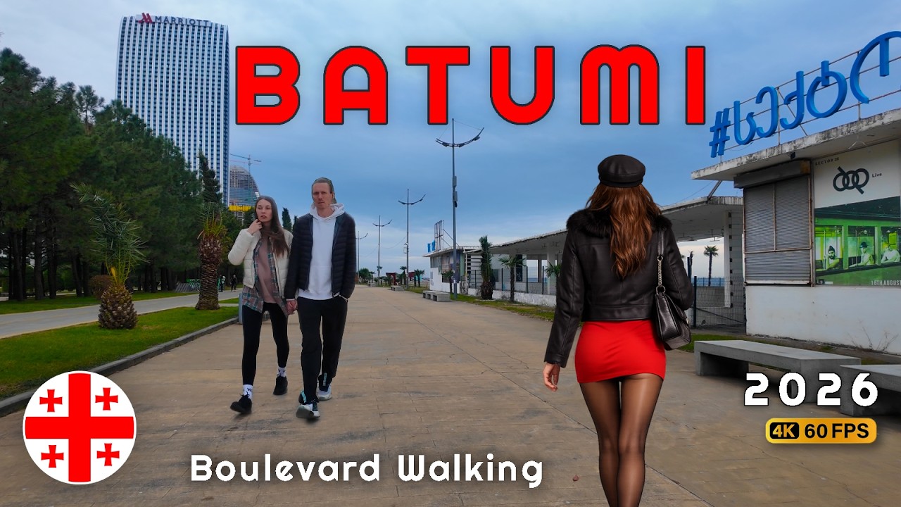 Batumi Georgia - Walking the Entire 7KM Boulevard to the Airport | 4K