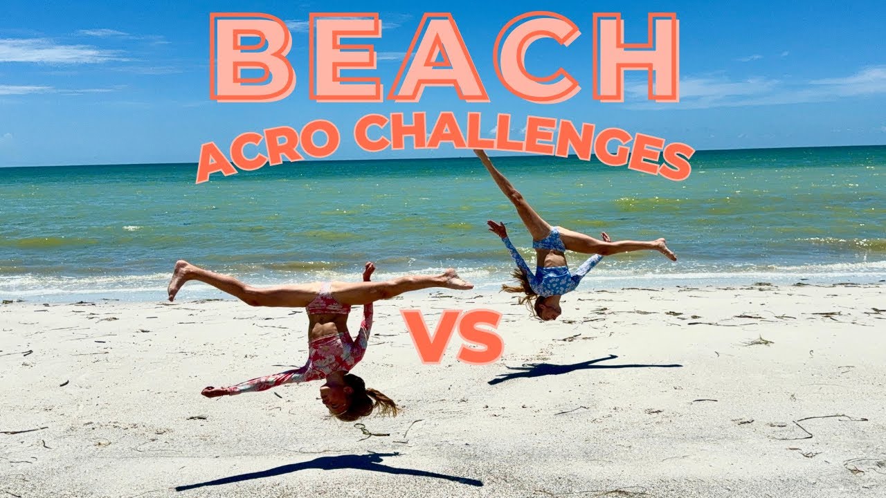 7 INSANE BEACH Acro Challenges 🏖☀️ | The Battrick Sisters