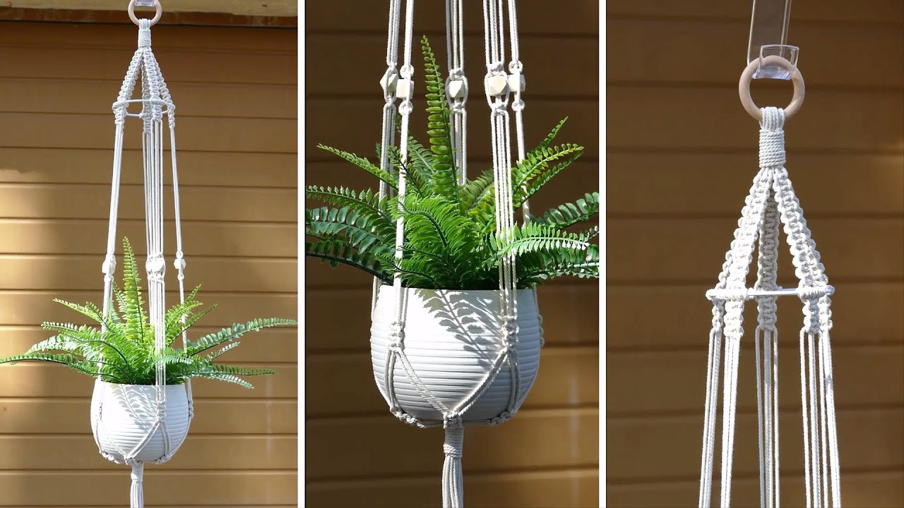 DIY Easy Macramé Plant Hanger with Ring and Beads