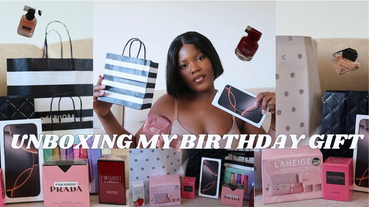 UNBOXING MY LUXURY GIFT | IPhone 16 pro max, designers perfumes,  Skincare, gift card + more #canada