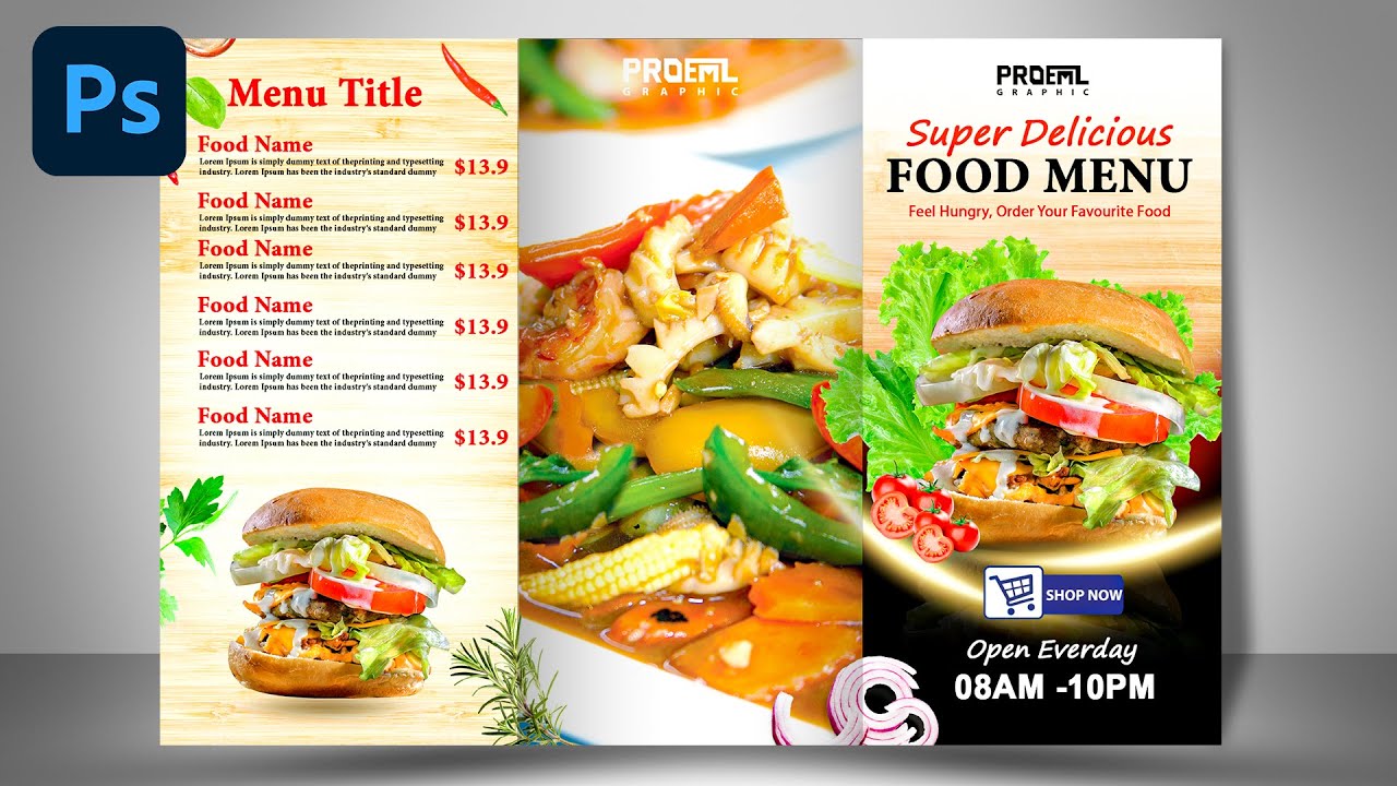 Restaurant Food Menu Card Design | Design in Photoshop