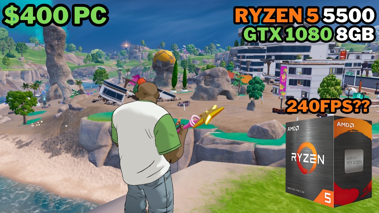 Fortnite On A $400 PC | Ryzen 5 5500 + GTX 1080 8GB | 1080p Performance Mode Benchmark