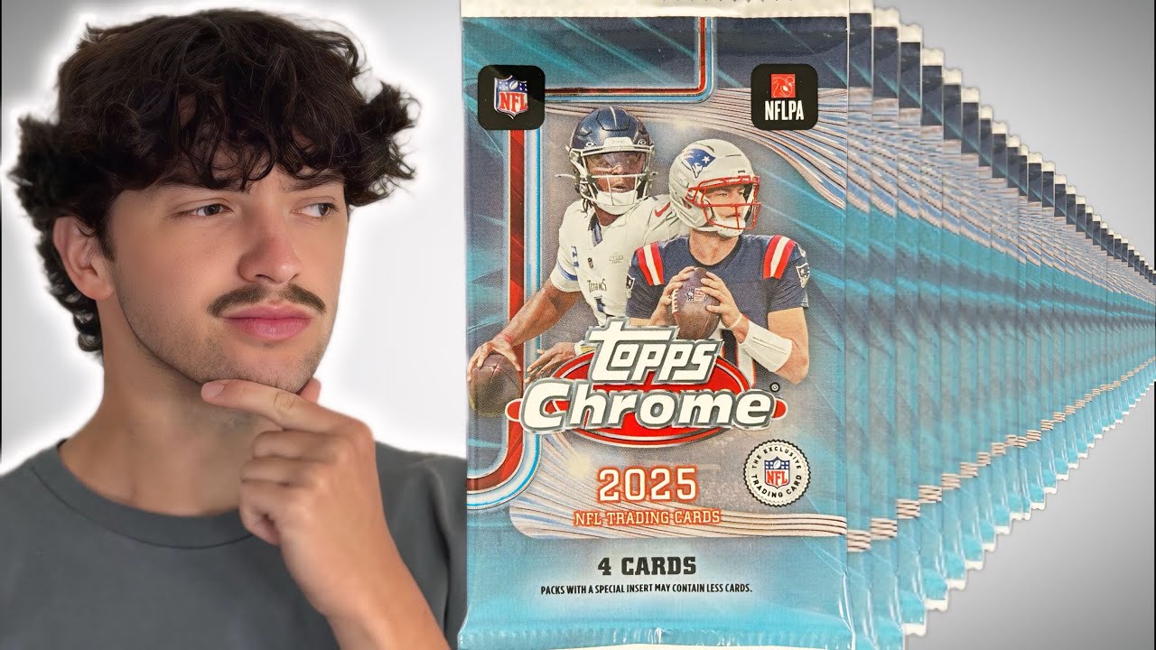 Я открыл 100 пачек хромированных футбольных карточек Topps 2025 года.