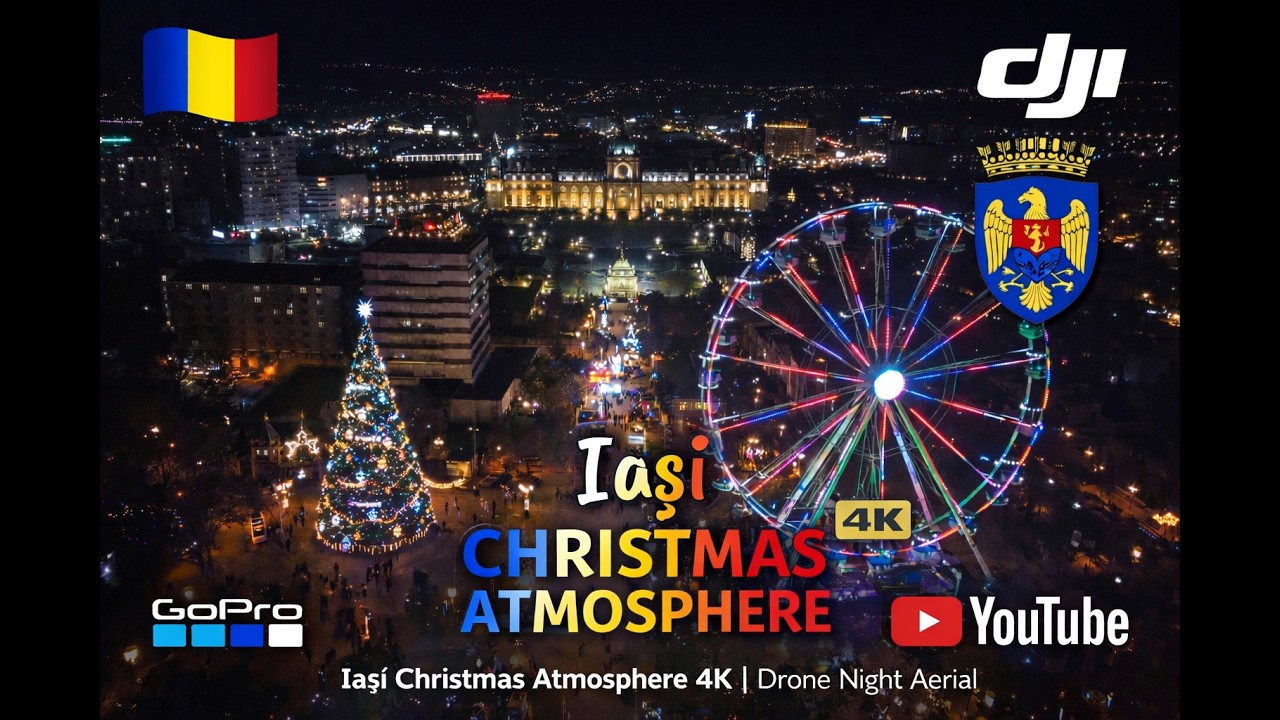 Iași Romania 4K | Palace of Culture Night Drone Tour 2025