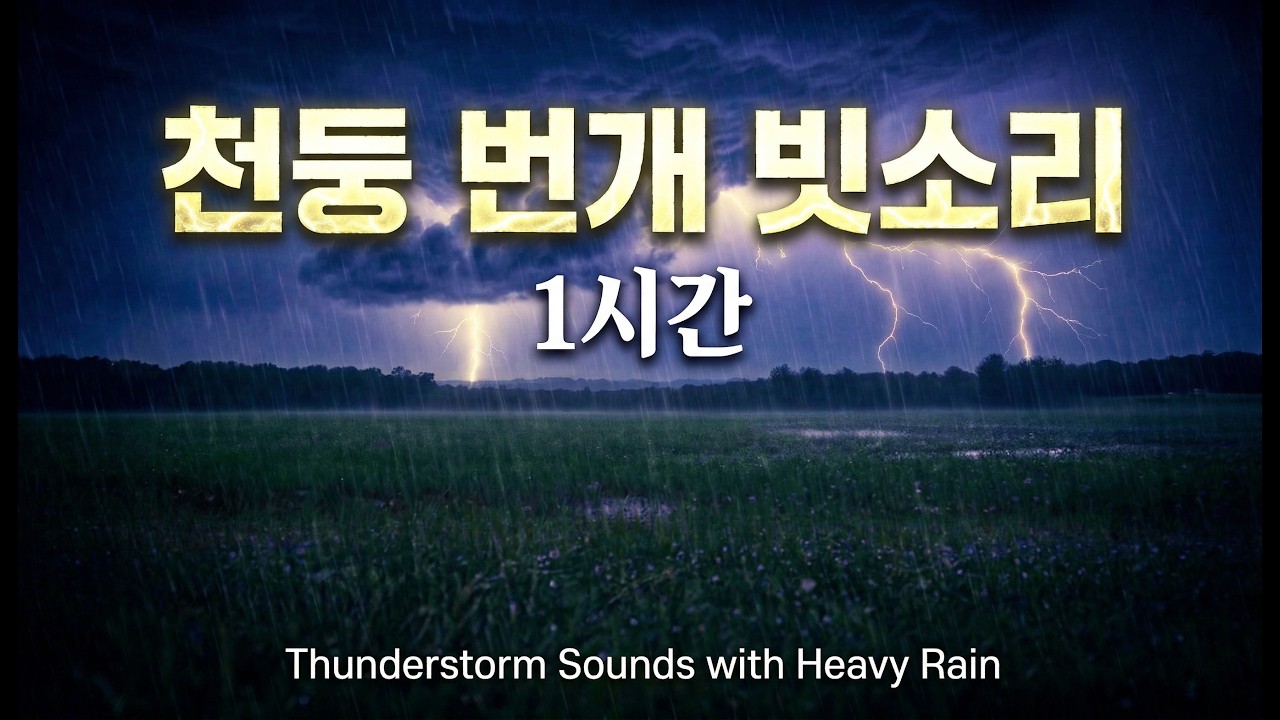 천둥 번개 빗소리 -불면증 개선 깊은 수면 rain sounds 1시간