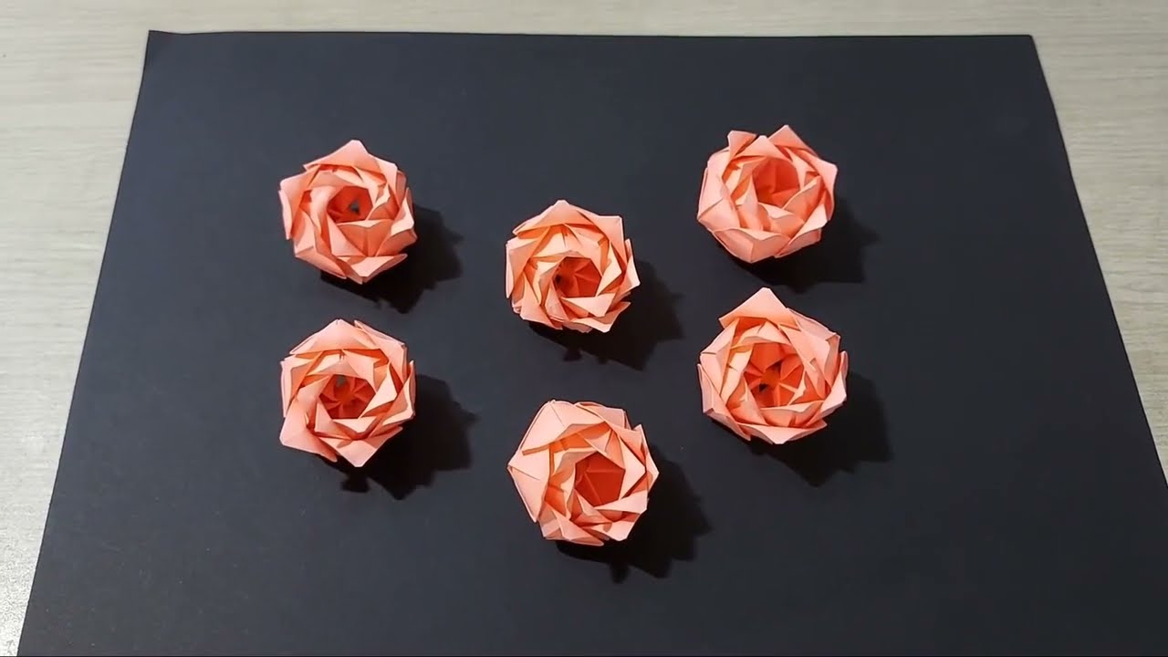 Nghệ Thuật Gấp Những B&ocirc;ng Hoa Hồng Bằng Giấy m&agrave;u cam|Origami Đẹp&ndash;Dễ L&agrave;m&ndash;Thư Gi&atilde;n|Paper Rose Origami