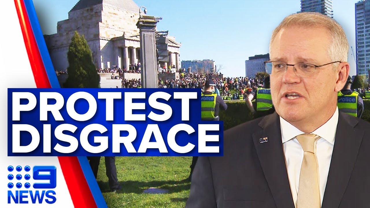 Tear gas deployed on protestors at Shrine of Remembrance | Coronavirus | 9 News Australia