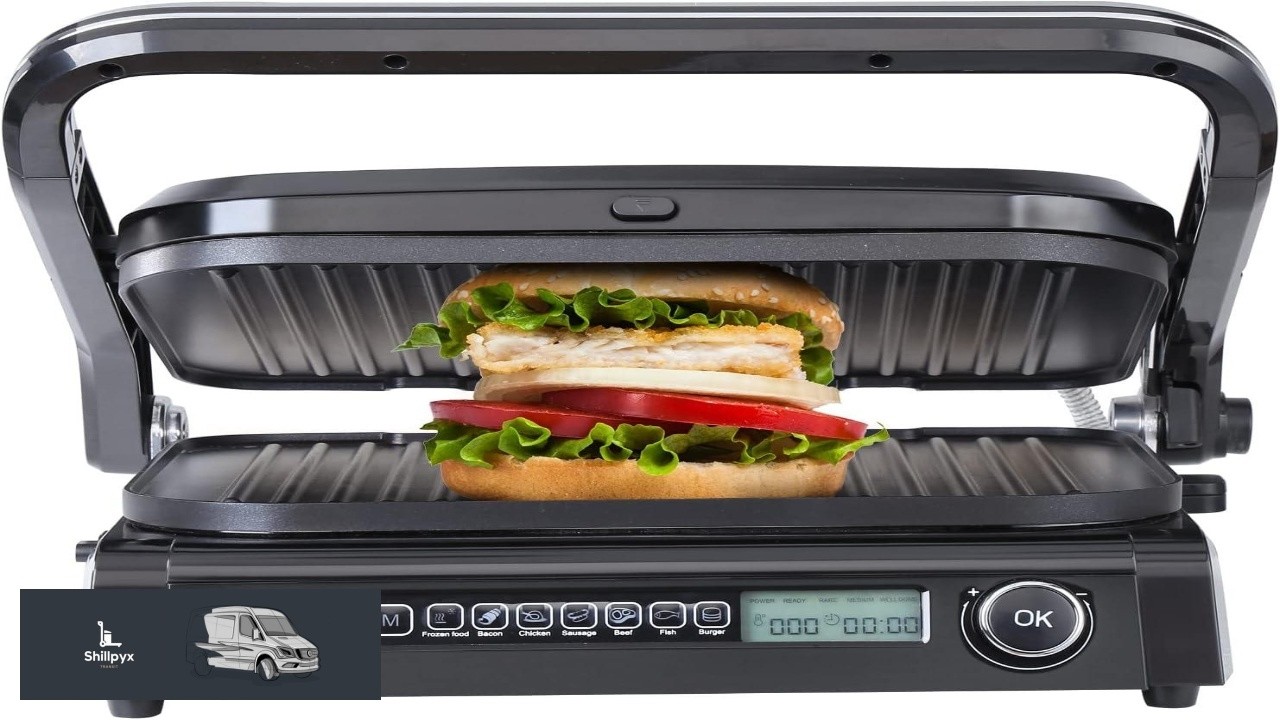 VEVOR 7 IN 1 Electric Contact Grill 1800W Indoor Panini Press Griddle Stainless Steel