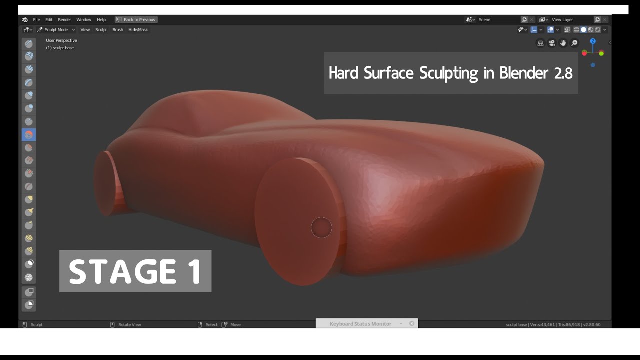 Blender 2.8 sculpting: Hard Surface Sculpting: How to sculpt a car episode 1