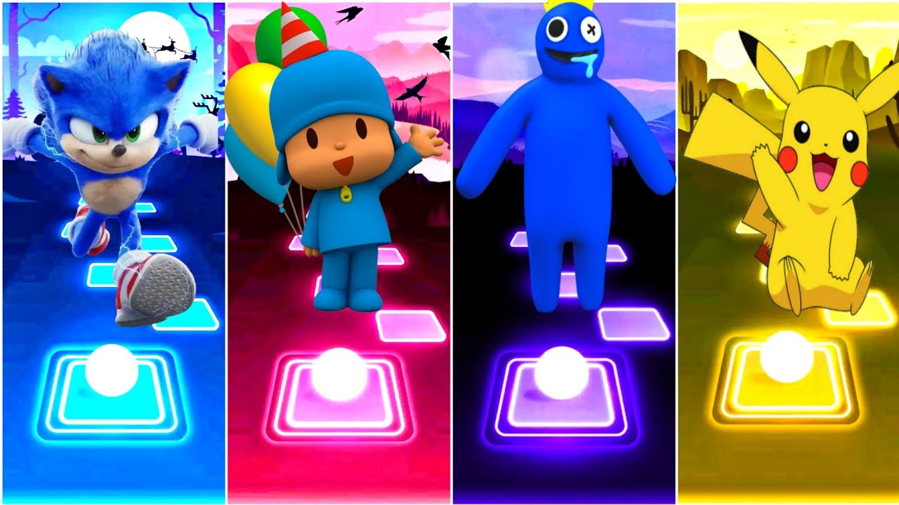 Sonic VS Pocoyo VS Rainbow Friends VS Pikachu ||TilesHop EDM:Rush||