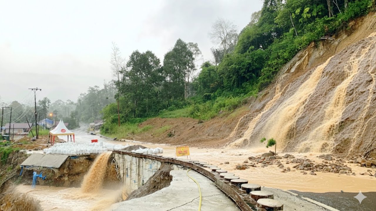 Batu Jomba Hujan Deras❗️Susunan Karung  Geobag Terancam’Penuh Genangan Air.