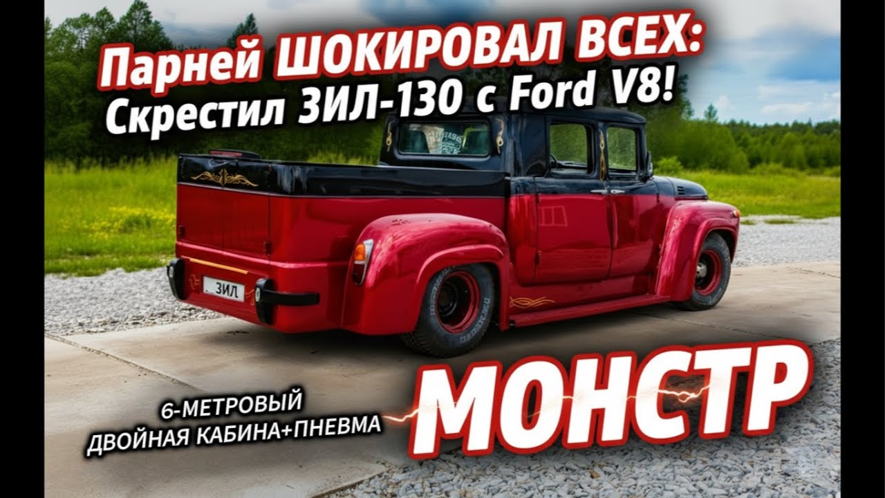🔥 Парень ШОКИРОВАЛ ВСЕХ: Скрестил ЗИЛ-130 с Ford V8! (6-метровый МОНСТР с Двойной Кабиной и Пневмой)