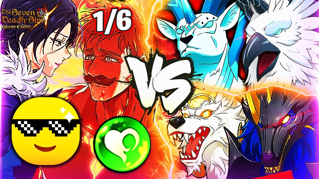 ESCANOR & MERLIN DUAL vs BESTIAS DEMONIACAS (Pájaro, Ciervo y Lobos) - 7ds Grand Cross