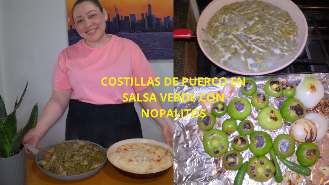 COSTILLAS DE PUERCO EN SALSA VERDE CON NOPALITOS!!!!!!