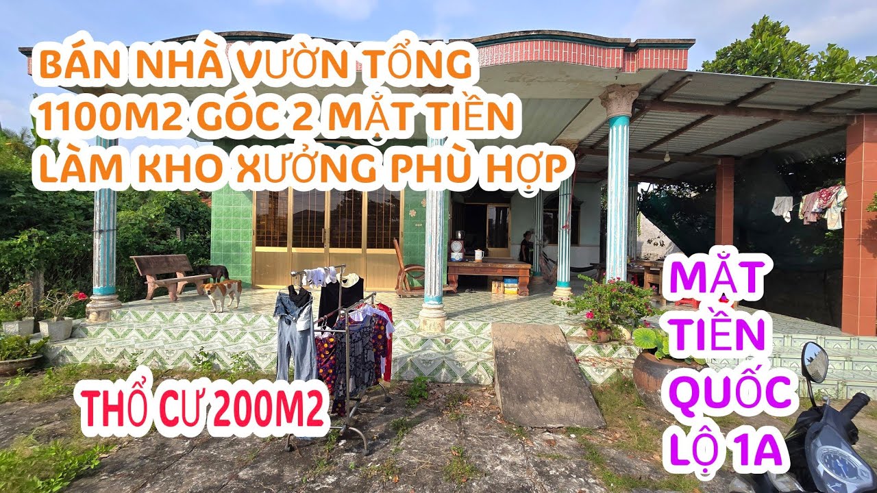 MS:25317 Thổ cư 200m2 sở hữu căn nhà vườn gia đình đang ở  - Mặt tiền quốc lộ 1A kế chợ long định..