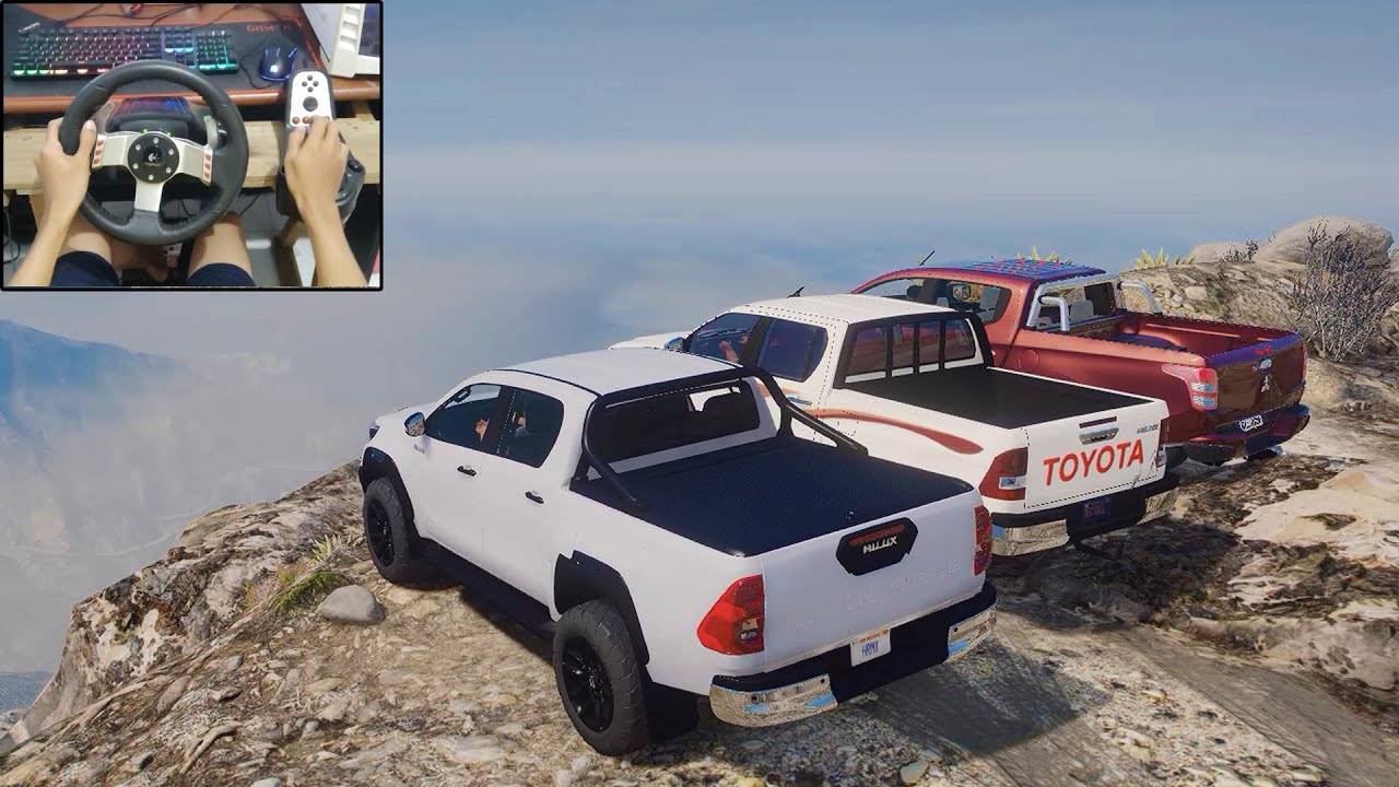 GTA 5 - Toyota Hilux OFFROAD CONVOY - Steering Wheel Gameplay