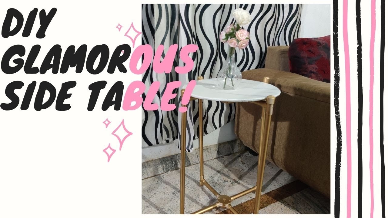 DIY Glamorous Side Table using PVC pipes | Gold and Marble affect table diy