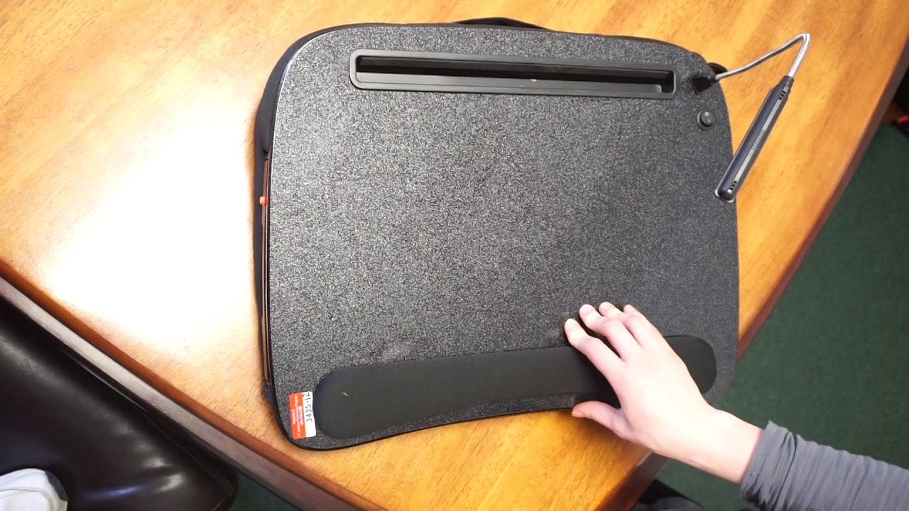 Demonstration of Sofia and Sam Multitasking Memory Foam Laptop Desk with USB Light